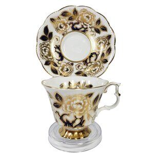 Royal Albert Vintage China Gold Trim Tea Cup Saucer, Excellent Condition